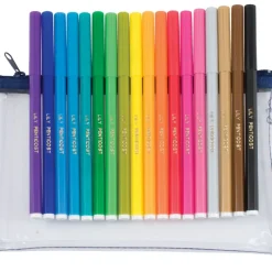 18 Named Felt Tip Pens & Clear Case