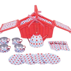 Basket Tea Set (Red & Blue)