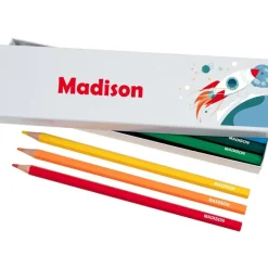 Box of 12 Named Colouring Pencils - Space Adventure