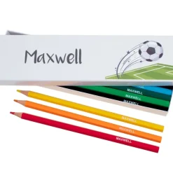 Box of 12 Named Colouring Pencils - Football