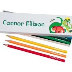Box of 12 Named Colouring Pencils - Dinosaurs