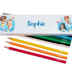 Box of 12 Named Colouring Pencils - Mermaids