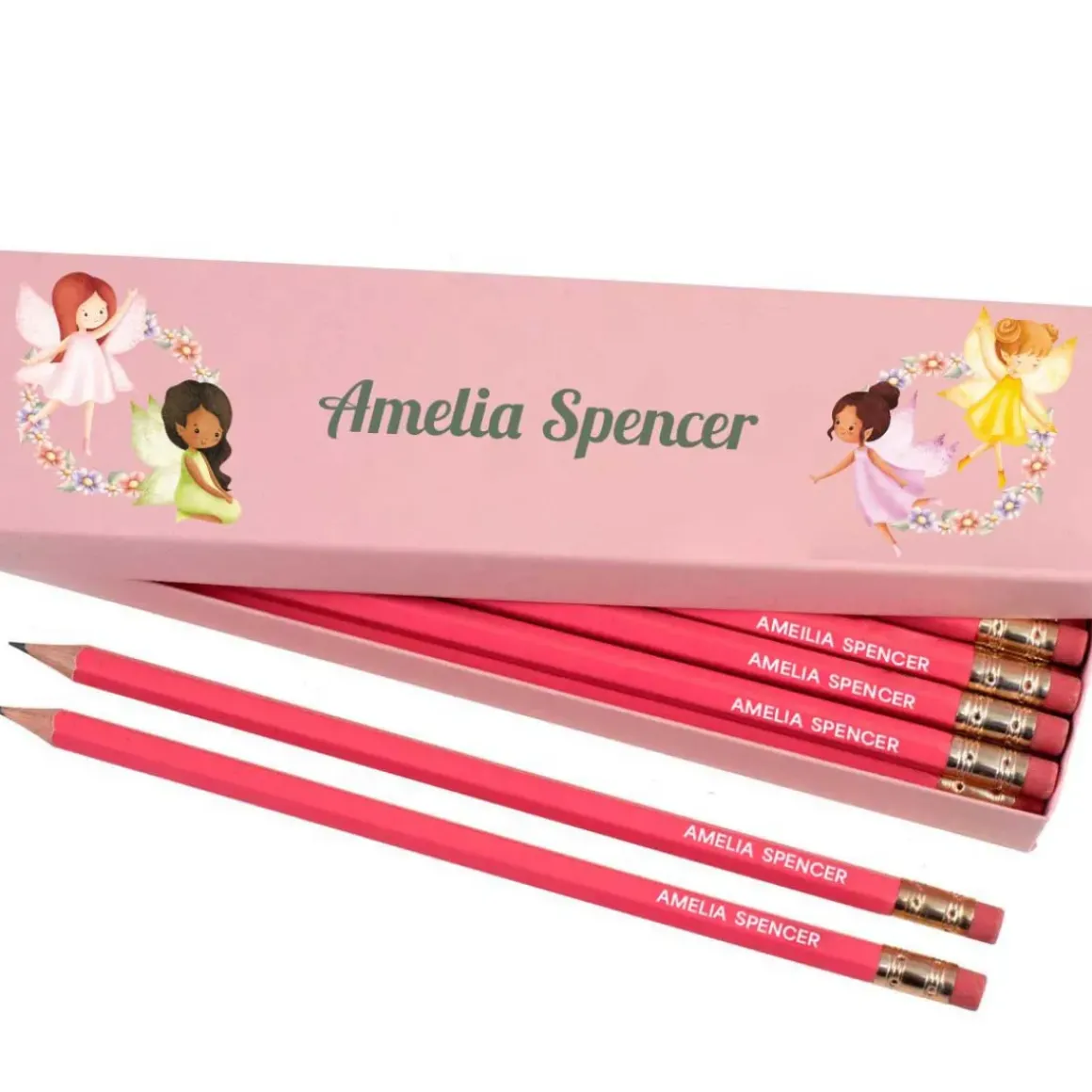 Box of 12 Named HB Pencils - Fairies