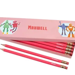Box of 12 Named HB Pencils - Robots