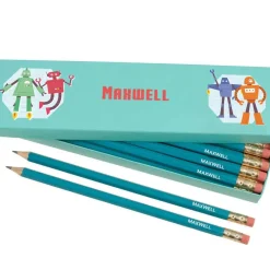 Box of 12 Named HB Pencils - Robots