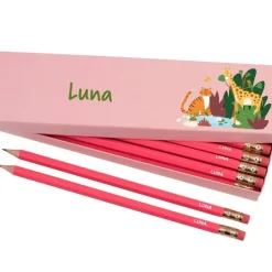 Box of 12 Named HB Pencils - Jungle Safari