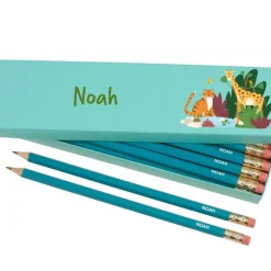 Box of 12 Named HB Pencils - Jungle Safari
