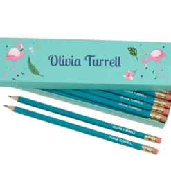 Box of 12 Named HB Pencils - Flamingos
