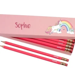 Box of 12 Named HB Pencils - Rainbow Unicorn