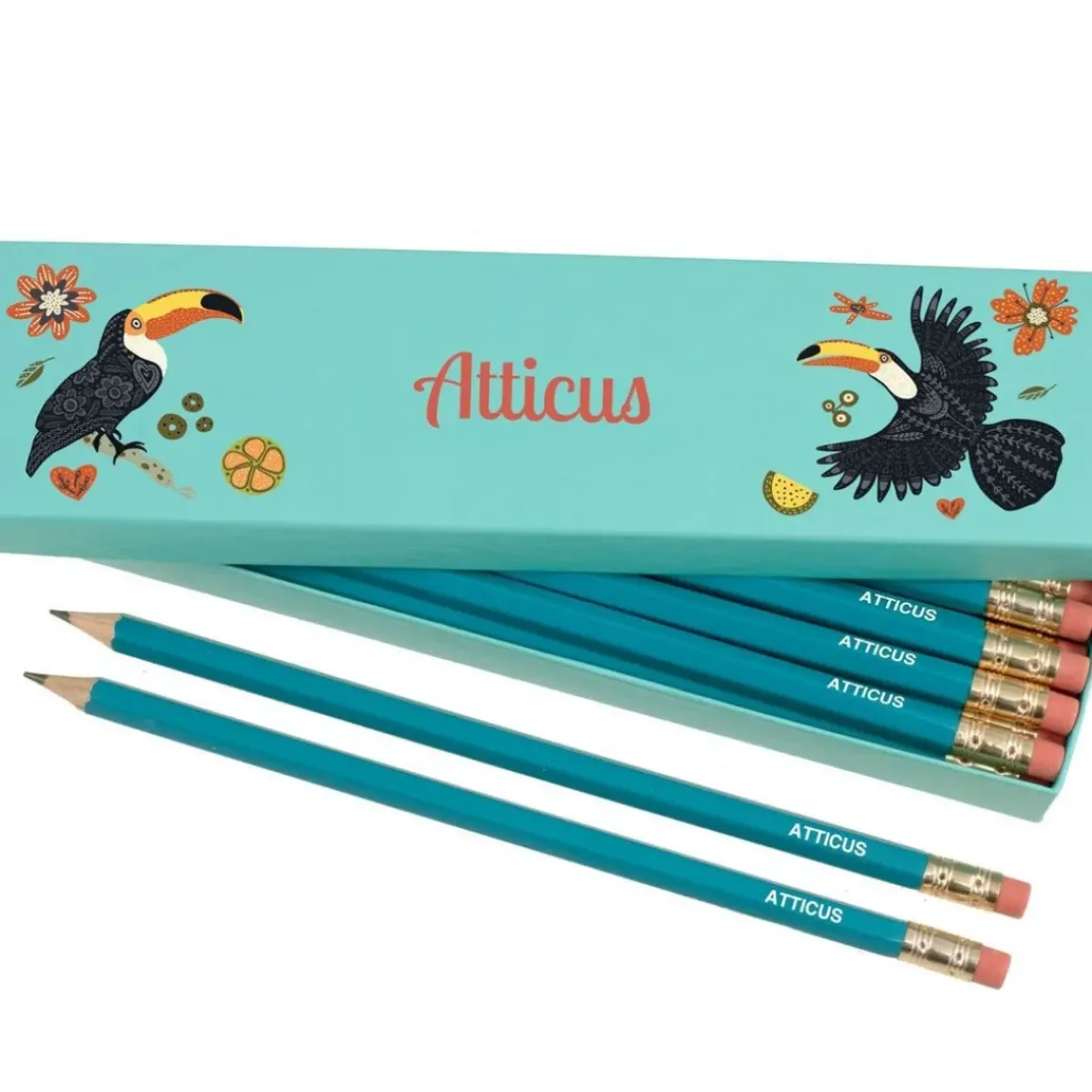 Box of 12 Named HB Pencils - Toucans