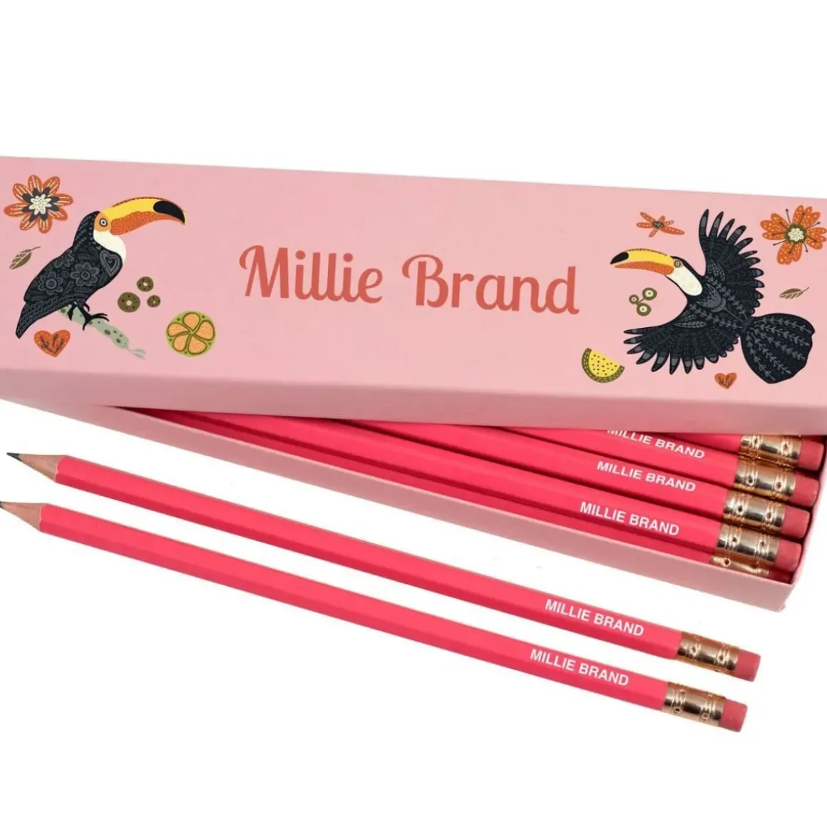Box of 12 Named HB Pencils - Toucans