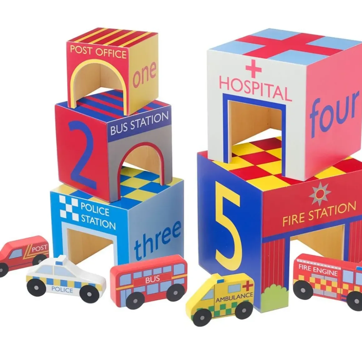 Emergency Services Wooden Stacking Cubes