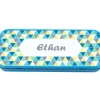 Named Pencil Tin - Blue Geo