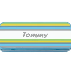 Named Pencil Tin - Blue Stripes