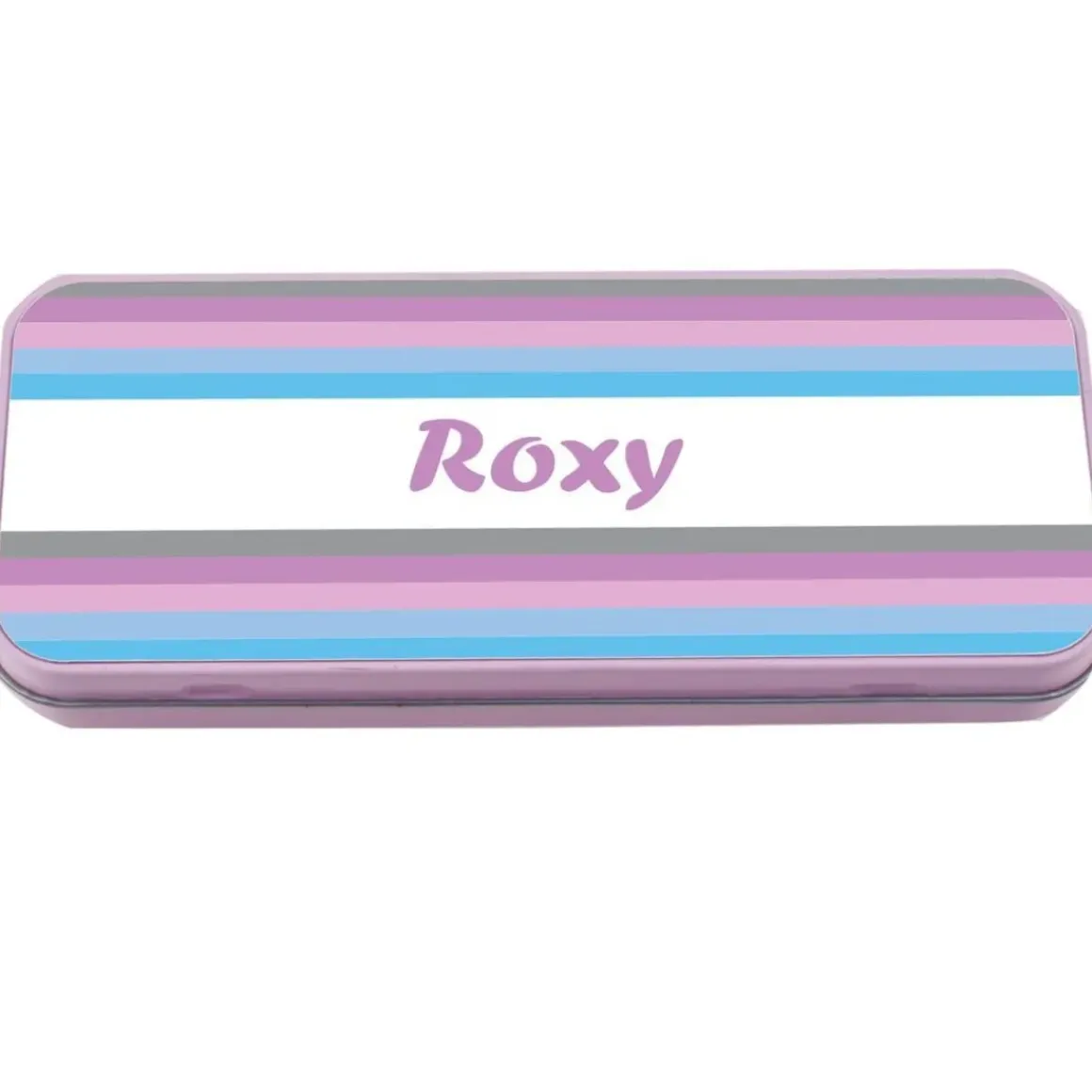 Named Pencil Tin - Pink Stripes