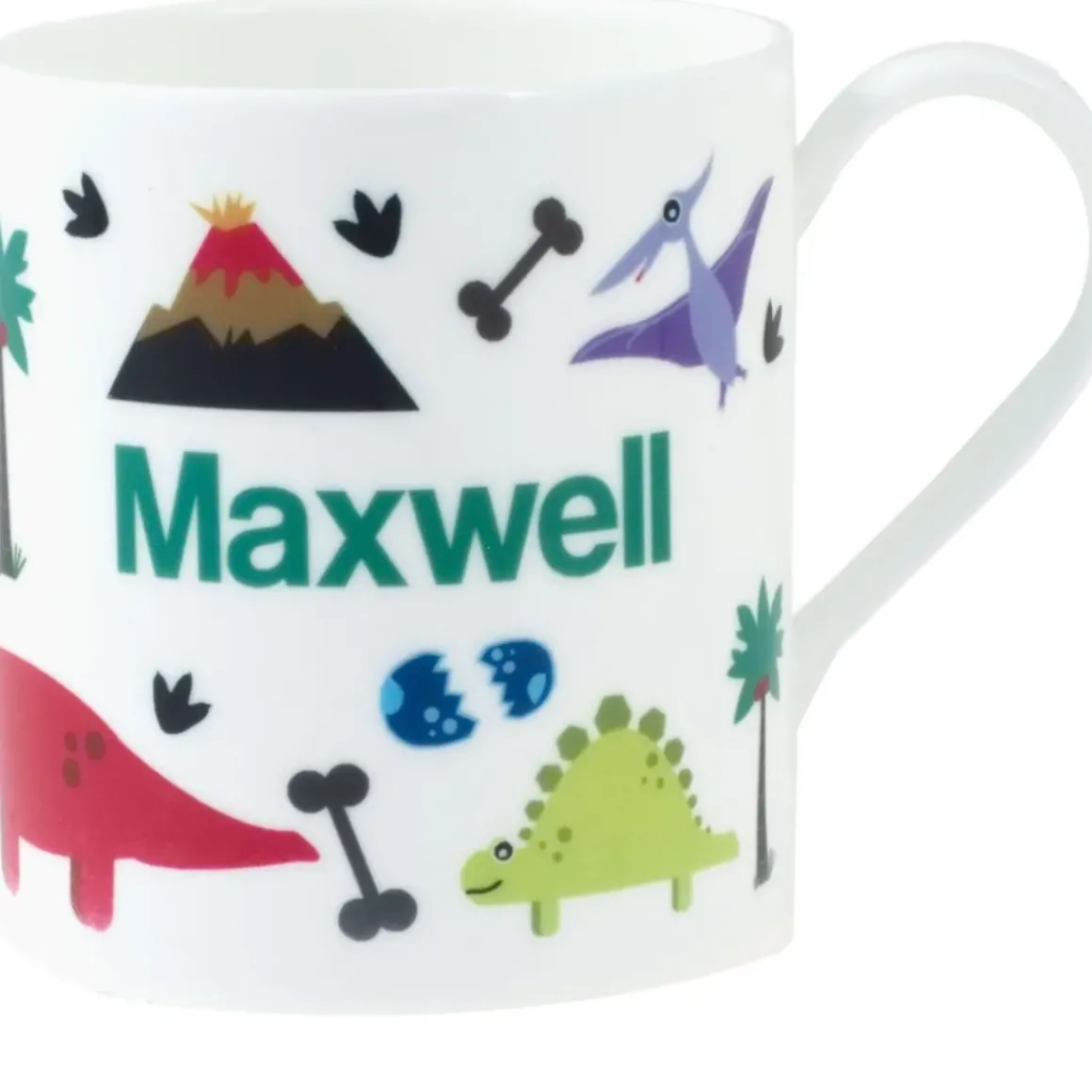 Personalised China Mug - Dinosaurs & Volcanoes