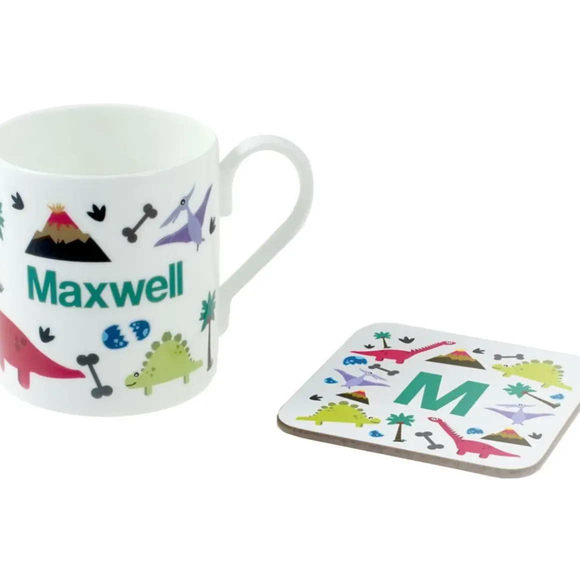 Personalised China Mug - Dinosaurs & Volcanoes