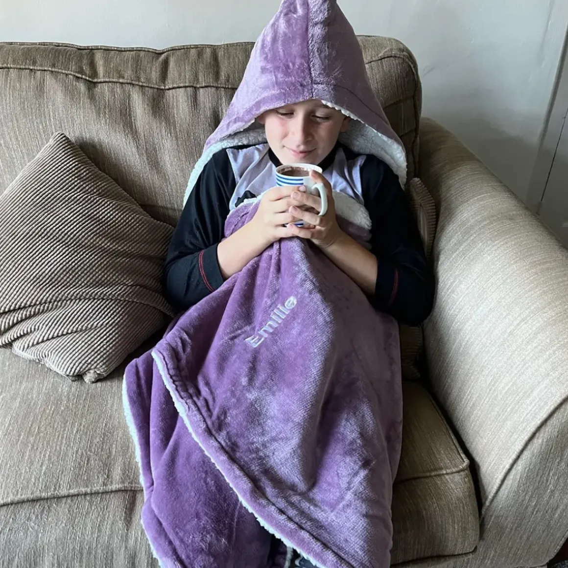 Personalised Hooded Sherpa Blanket