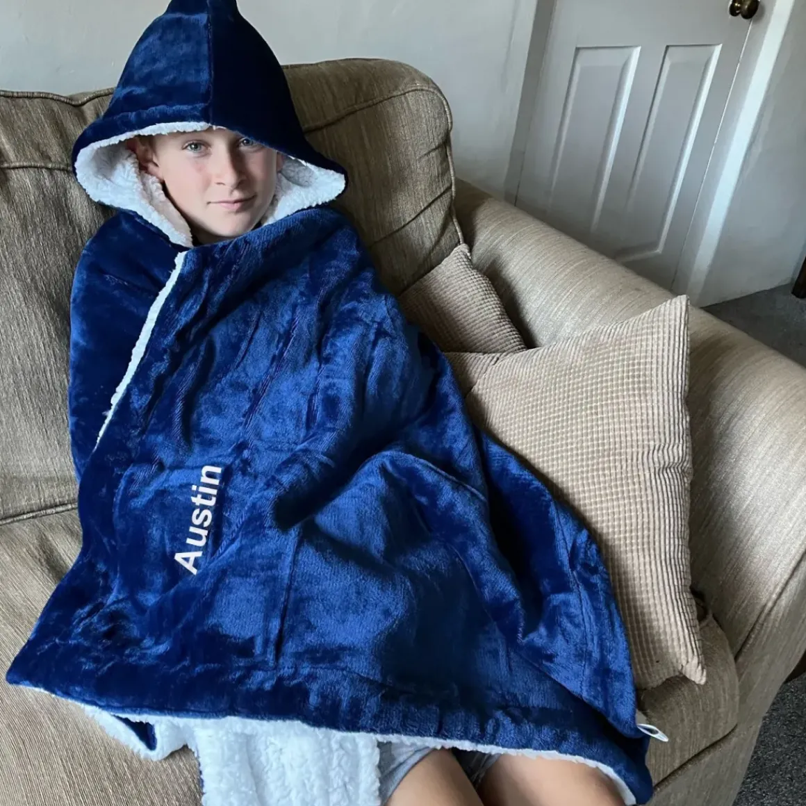 Personalised Hooded Sherpa Blanket