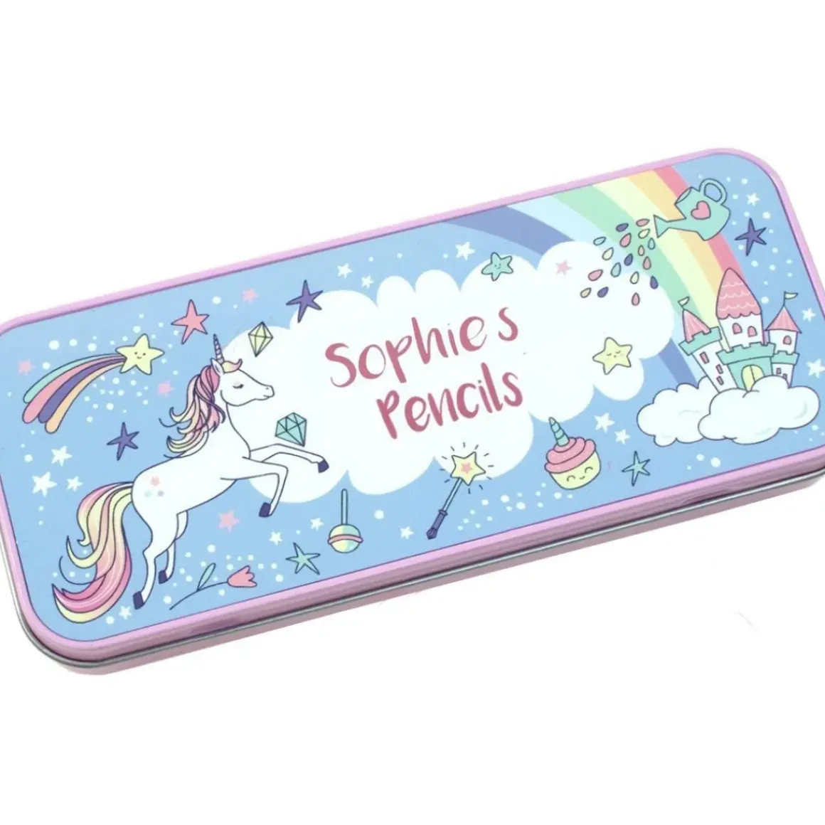 Personalised Pencil Tin - Rainbow Unicorn