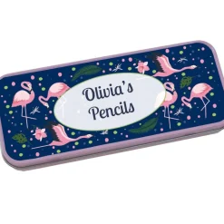 Personalised Pencil Tin - Flamingos