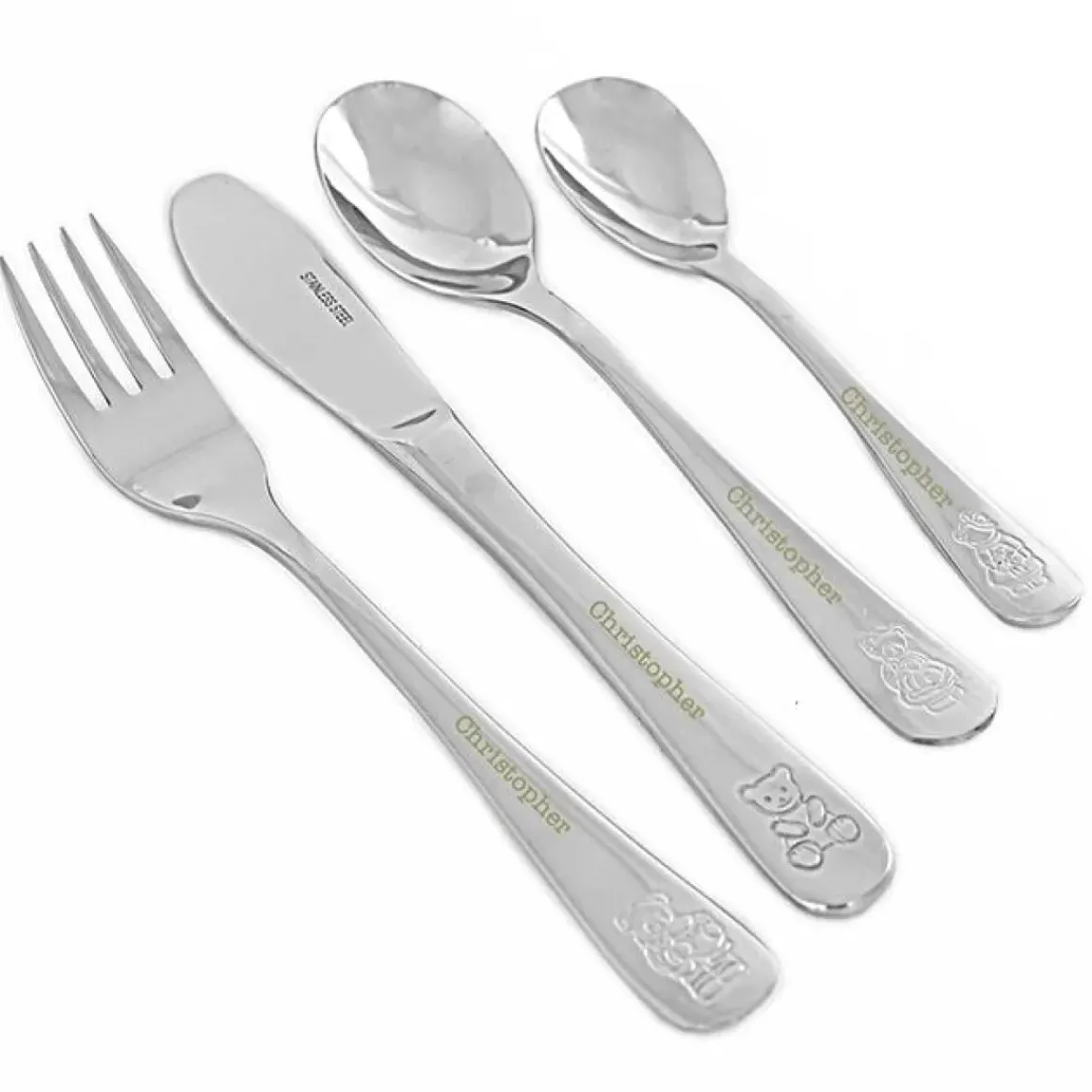 Personalised 4-Piece Cutlery Set - Teddy