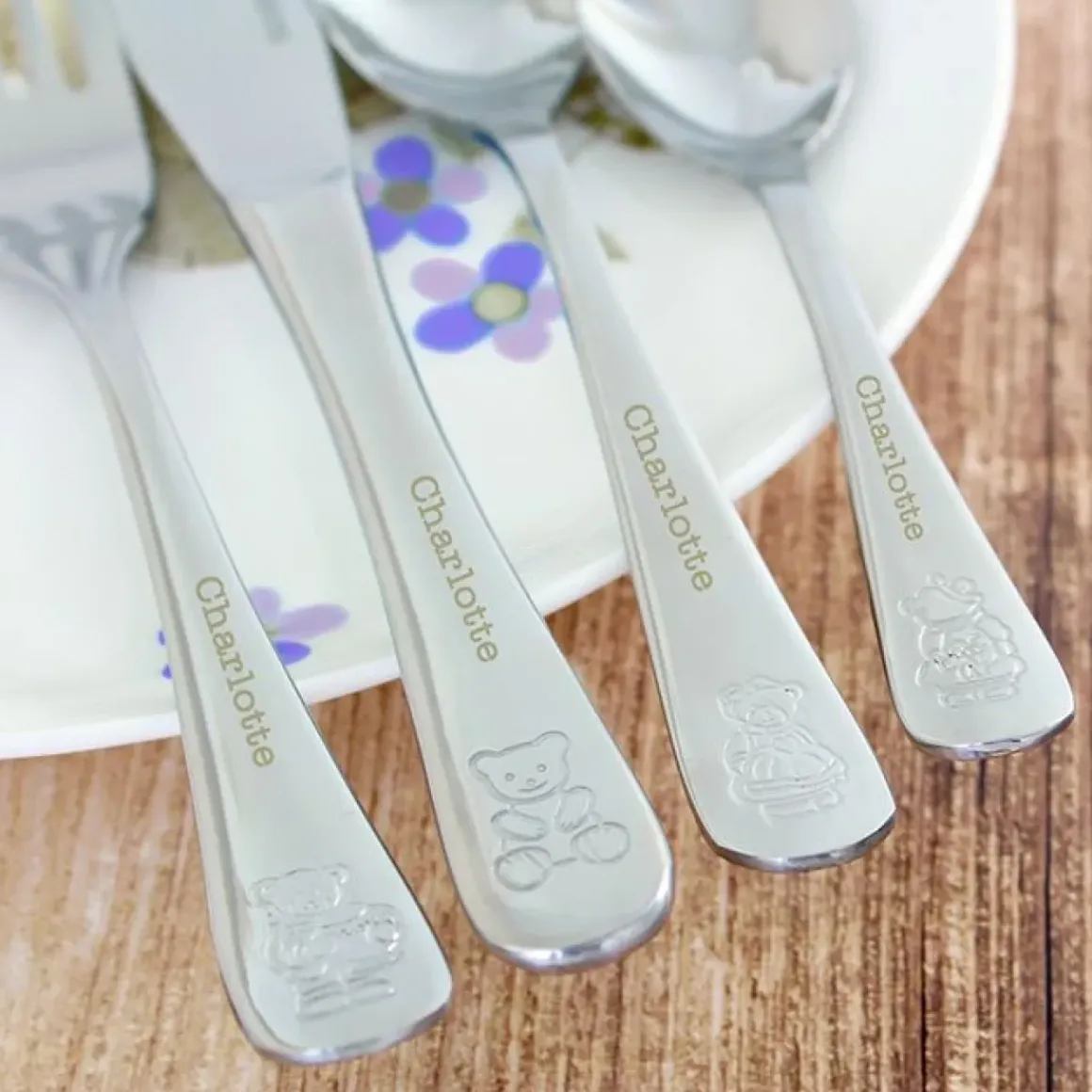 Personalised 4-Piece Cutlery Set - Teddy