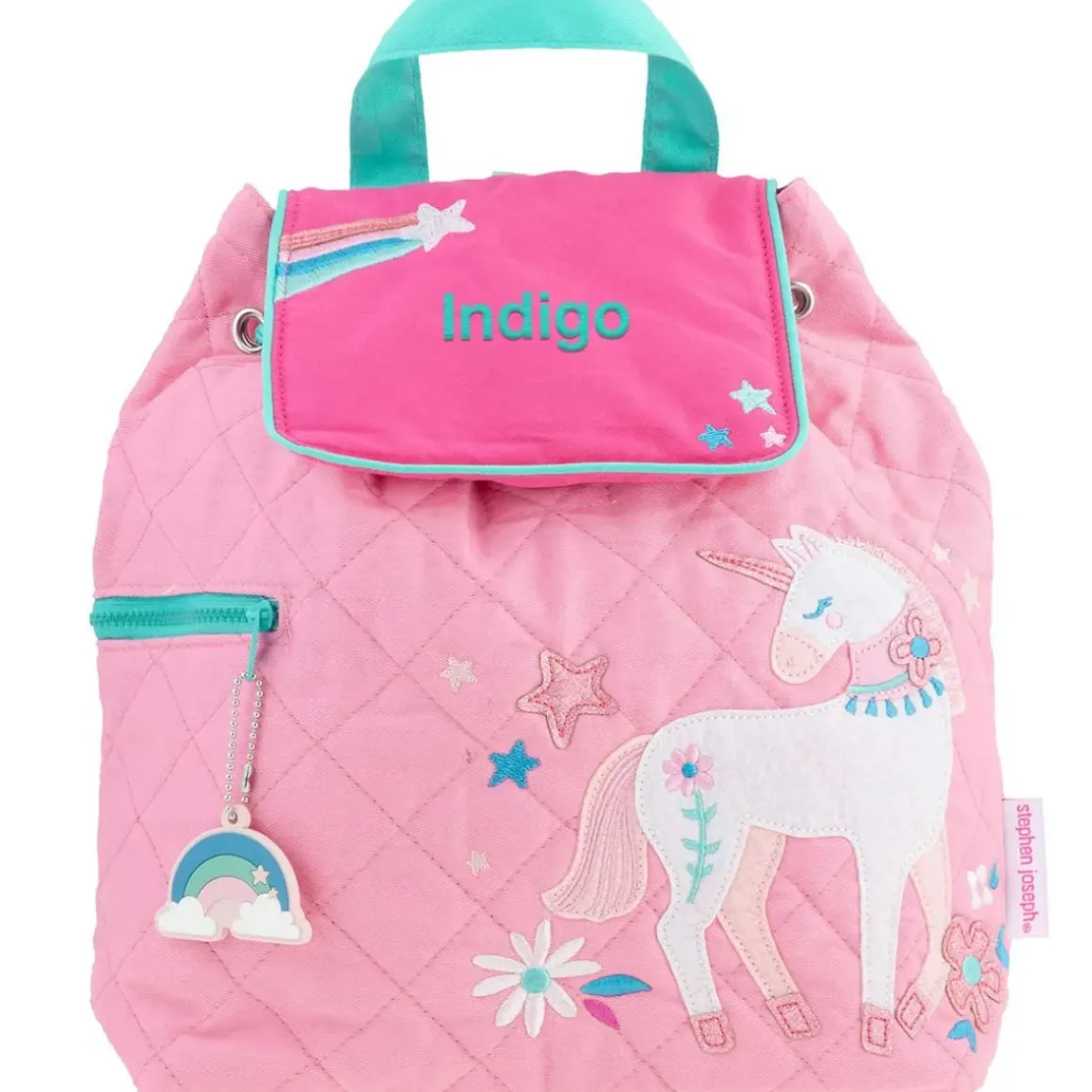 Personalised Pink Unicorn Quilted Backpack