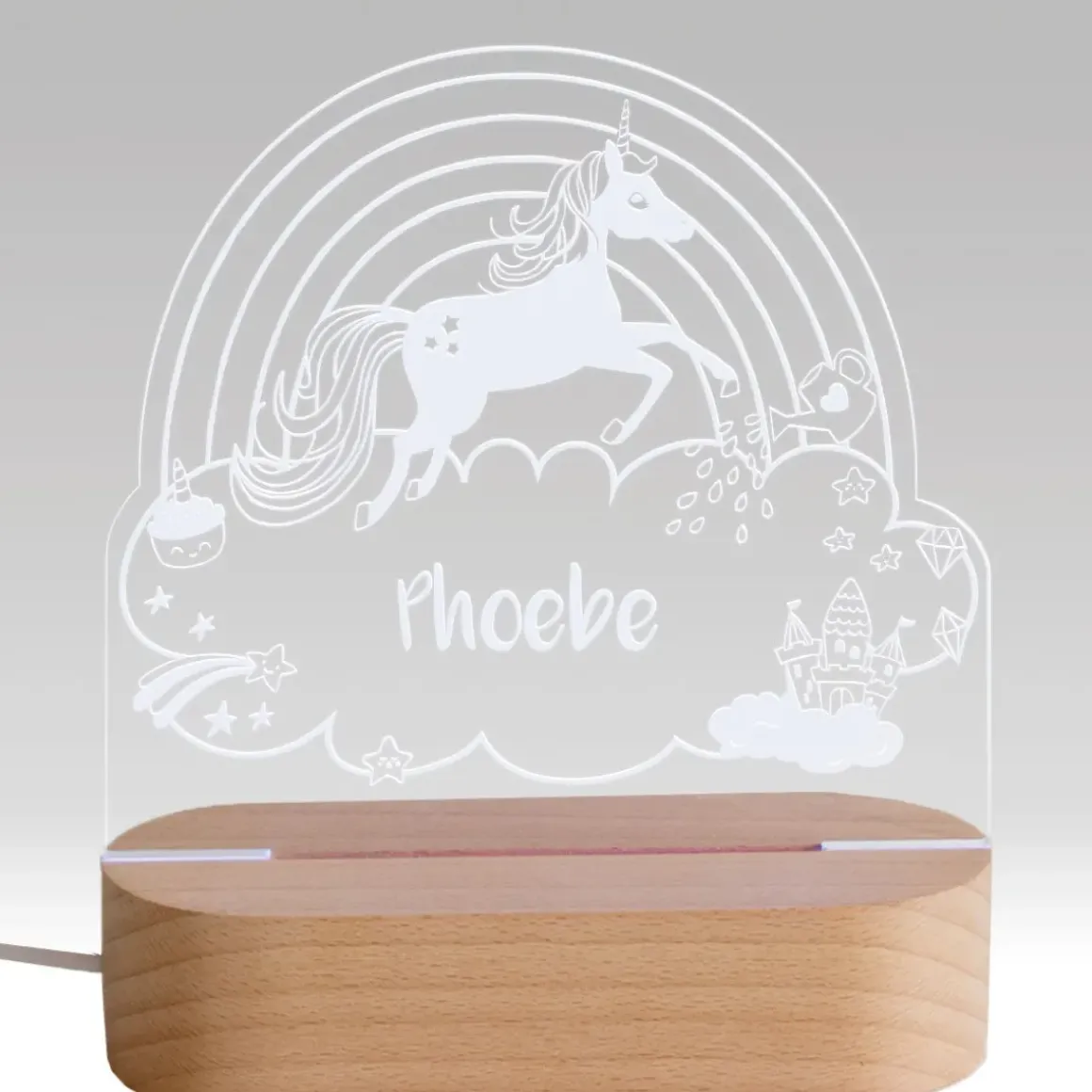 Personalised Rainbow Unicorn LED Light