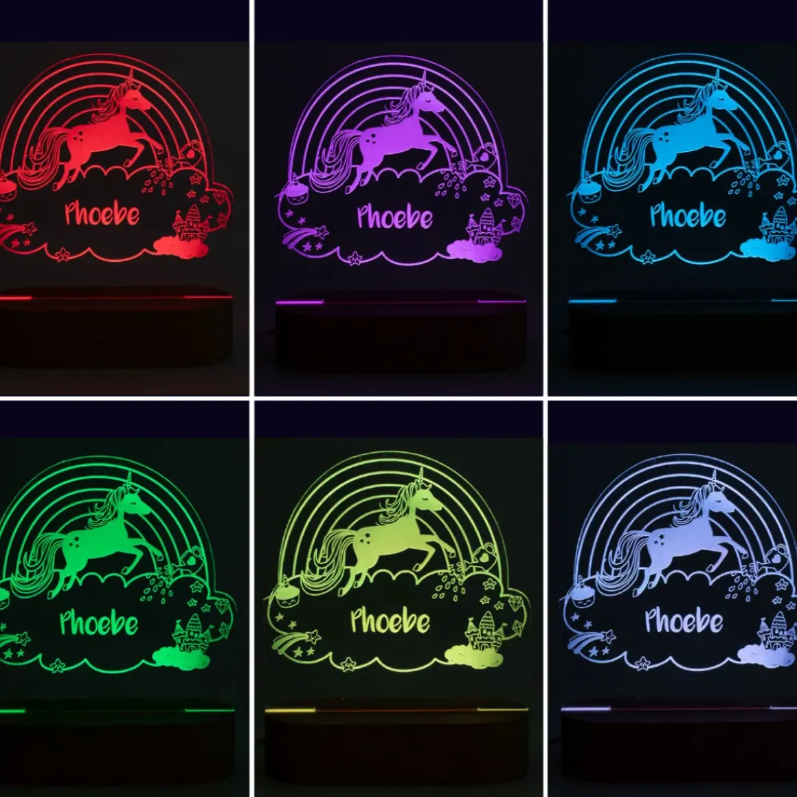 Personalised Rainbow Unicorn LED Light