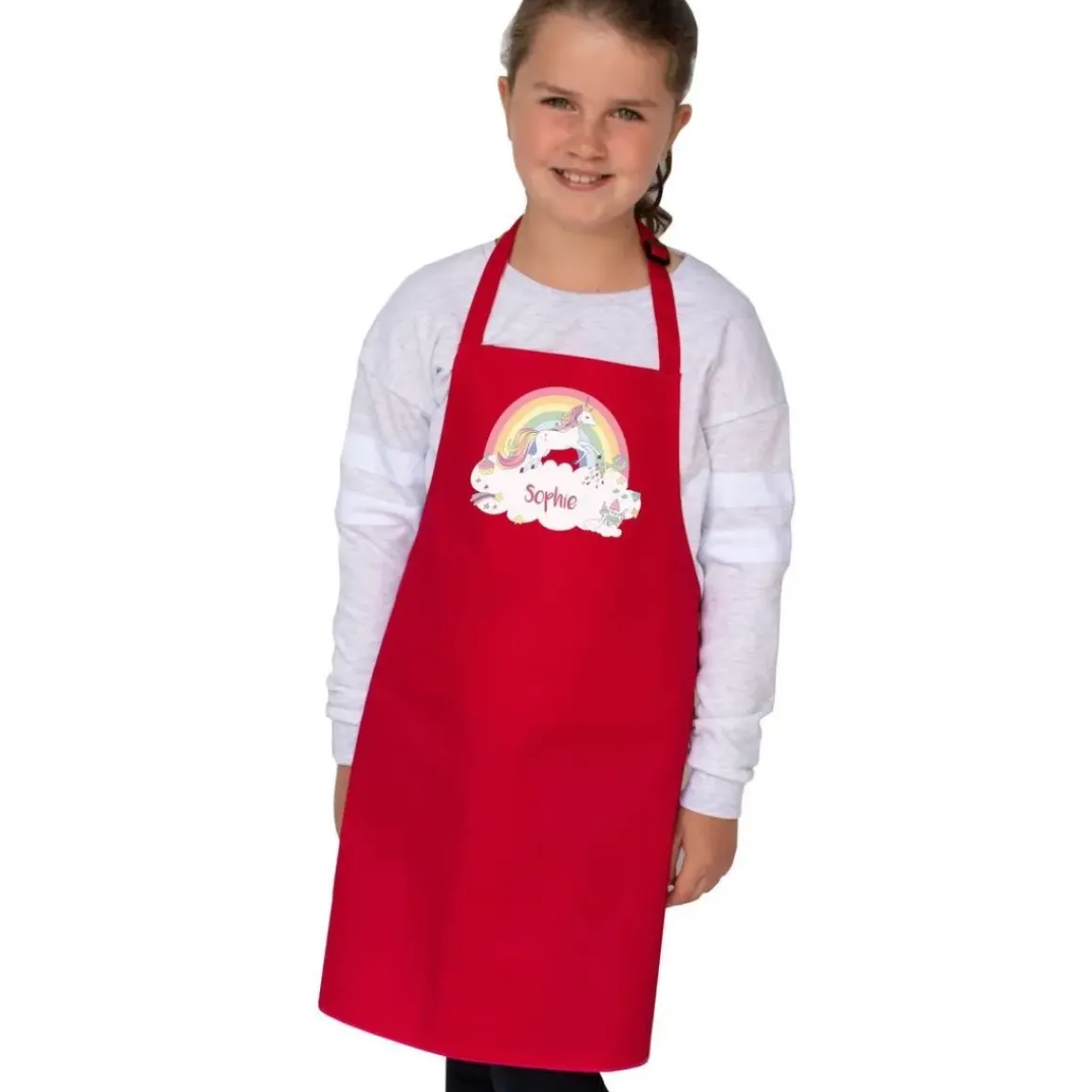 Rainbow Unicorn Personalised Apron - Age 7-10