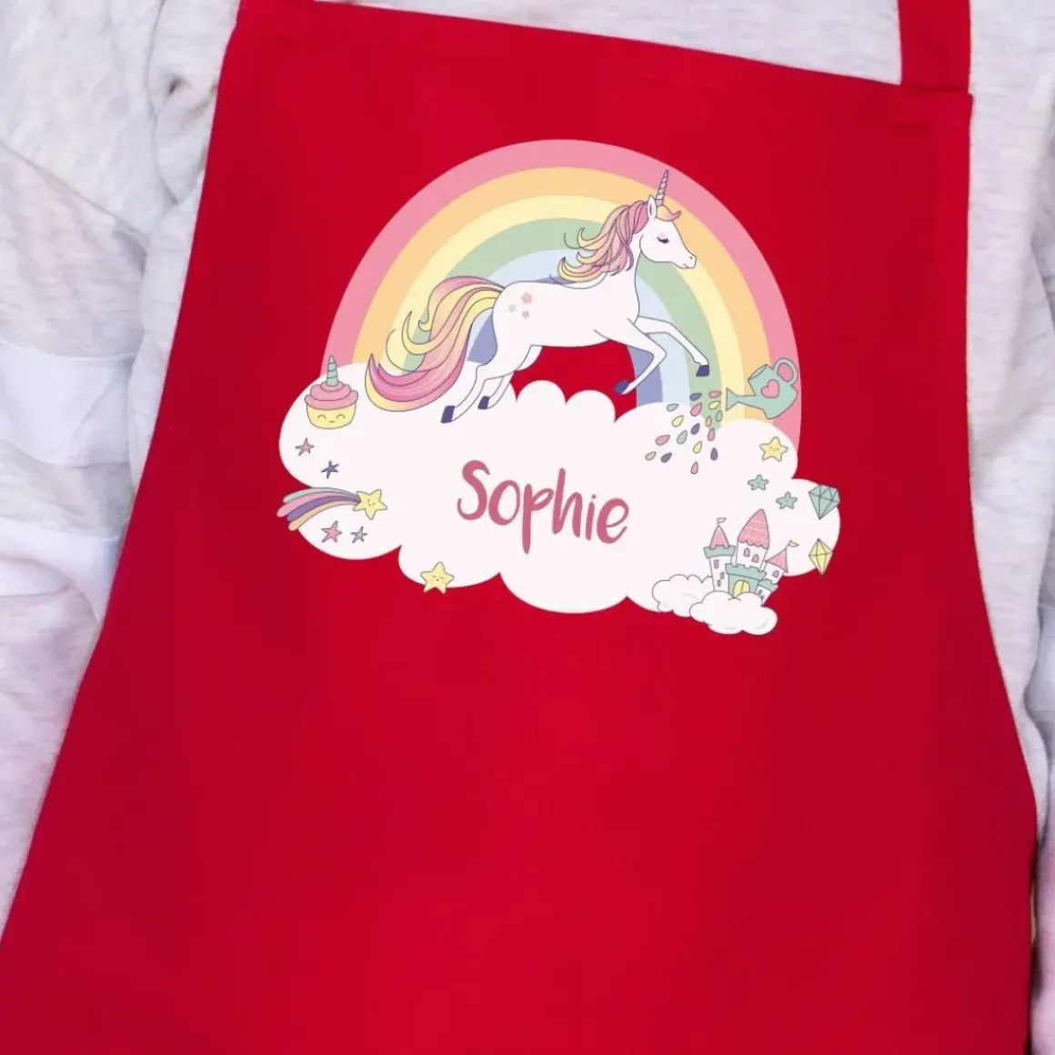Rainbow Unicorn Personalised Apron - Age 7-10