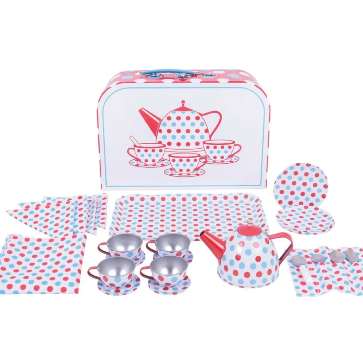Suitcase Tea Set (Red & Blue)