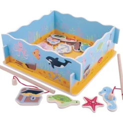 Wooden Fishing Game with Pond Base