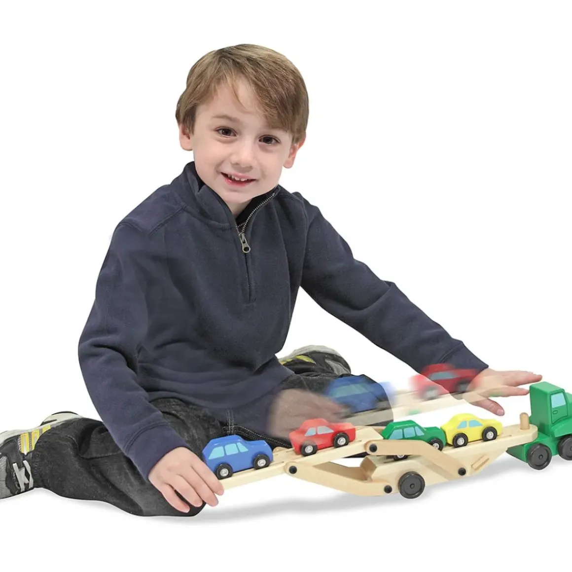 Wooden Transporter Lorry with Cars